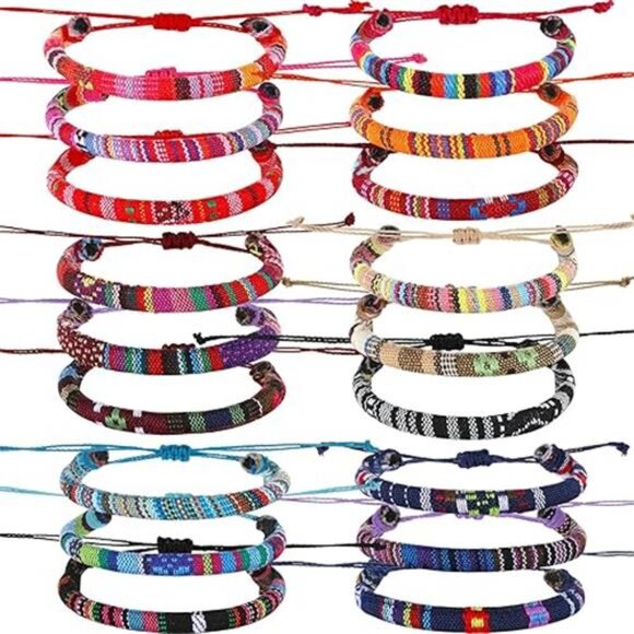 18 Pcs Boho Surfer Ankle Bracelet for Women Men Adjustable Beaded Anklets - Picture 6 of 6